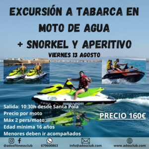 Excursión a Tabarca en Moto de Agua + Snorkel y Aperitivo